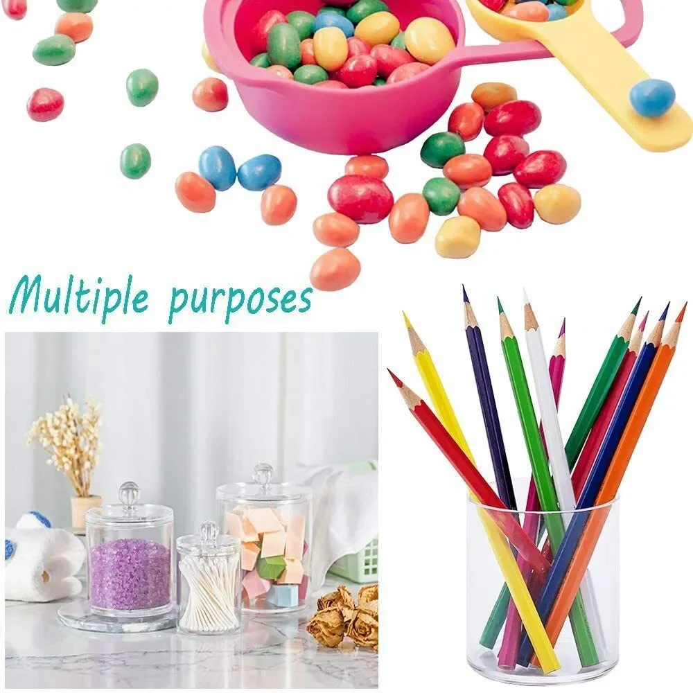 Set of 3 Cotton Ball & Swab Organizer, Acrylic Holders Multipurpose 10oz, 22oz